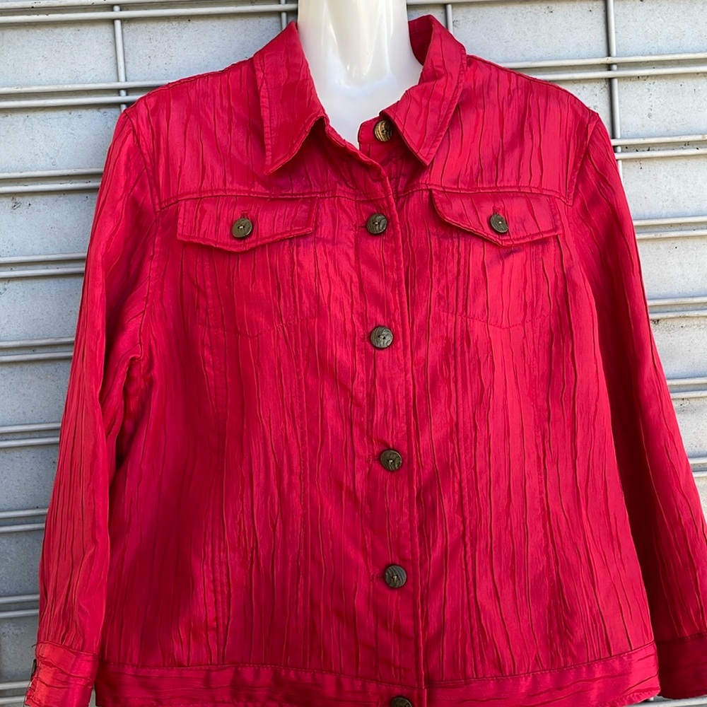 Ruby Rd. Red Crinkled Jacket. - Picture 3 of 9